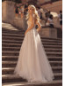 Strapless Sweetheart Ivory Lace Tulle Slit Sexy Wedding Dress